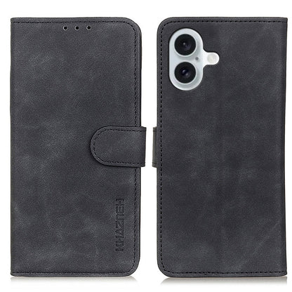 For iPhone 16 Plus KHAZNEH Retro Texture Leather Phone Case(Black) by buy2fix