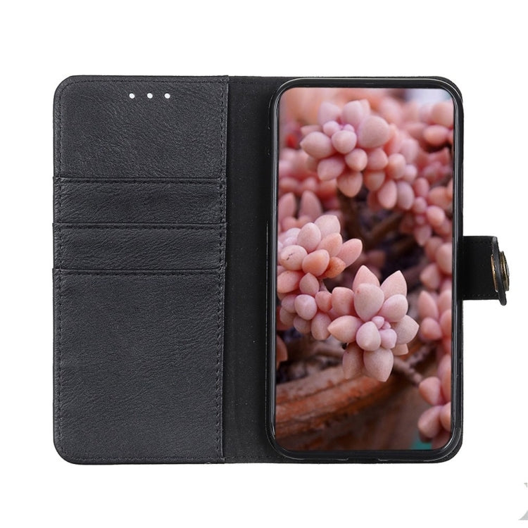 For iPhone 16 Plus KHAZNEH Cowhide Texture Horizontal Flip Leather Phone Case(Black) - iPhone 16 Plus Cases by buy2fix | Online Shopping UK | buy2fix