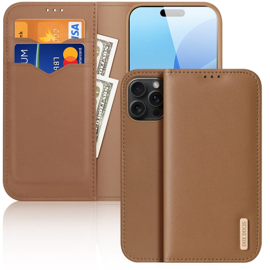 For iPhone 16 Pro Max DUX DUCIS Hivo Series Cowhide + PU + TPU Flip Phone Case(Brown) - iPhone 16 Pro Max Cases by DUX DUCIS | Online Shopping UK | buy2fix