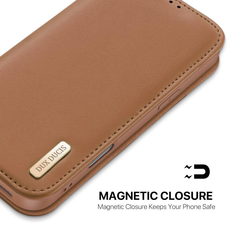 For iPhone 17 Pro Max DUX DUCIS Hivo Series Cowhide + PU + TPU Flip Phone Case(Brown) - iPhone 17 Pro Max Cases by DUX DUCIS | Online Shopping UK | buy2fix