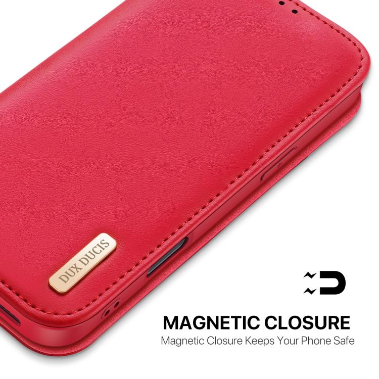 For iPhone 17 Pro Max DUX DUCIS Hivo Series Cowhide + PU + TPU Flip Phone Case(Red) - iPhone 17 Pro Max Cases by DUX DUCIS | Online Shopping UK | buy2fix