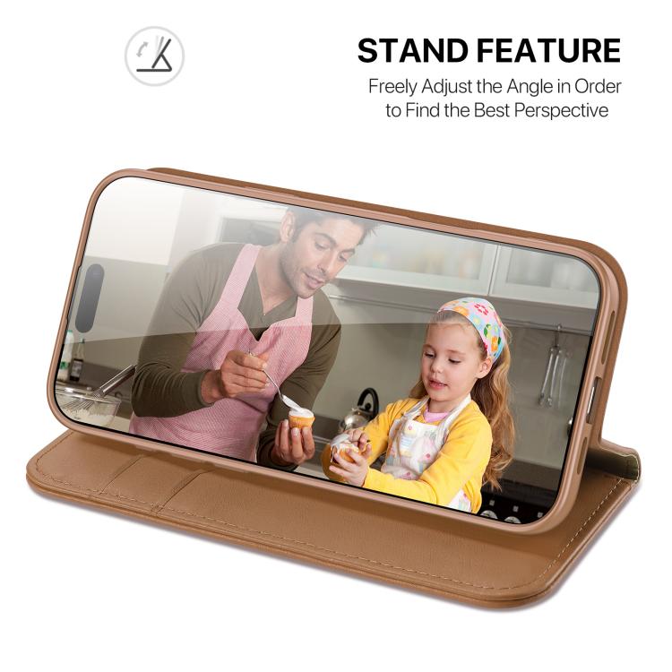 For iPhone 17 Pro DUX DUCIS Hivo Series Cowhide + PU + TPU Flip Phone Case(Brown) - iPhone 17 Pro Cases by DUX DUCIS | Online Shopping UK | buy2fix