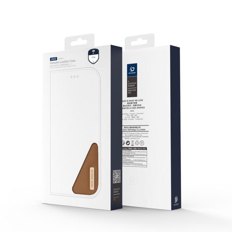 For iPhone 17 Pro DUX DUCIS Hivo Series Cowhide + PU + TPU Flip Phone Case(Brown) - iPhone 17 Pro Cases by DUX DUCIS | Online Shopping UK | buy2fix