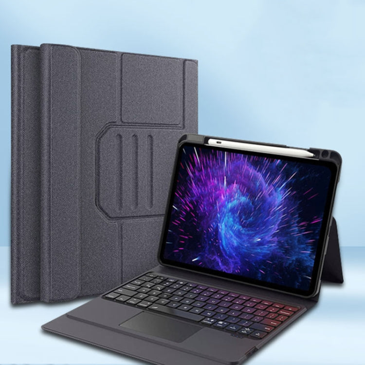 For iPad 10th Gen 10.9 2022 Integrated Bluetooth Keyboard Leather Case with Backlight & Touchpad(Black) by buy2fix