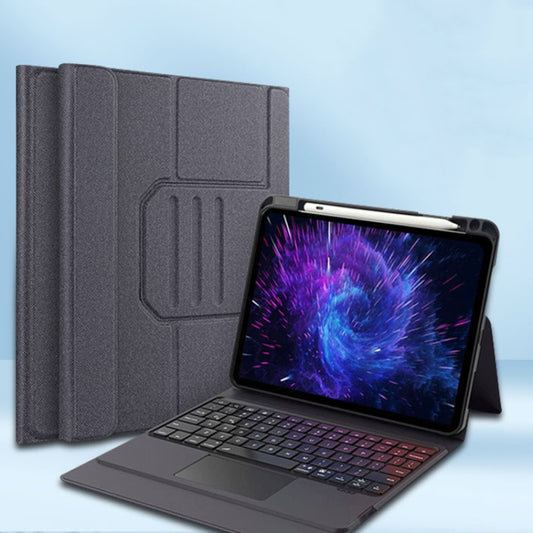 For iPad 10th Gen 10.9 2022 Integrated Bluetooth Keyboard Leather Case with Backlight & Touchpad(Black) by buy2fix