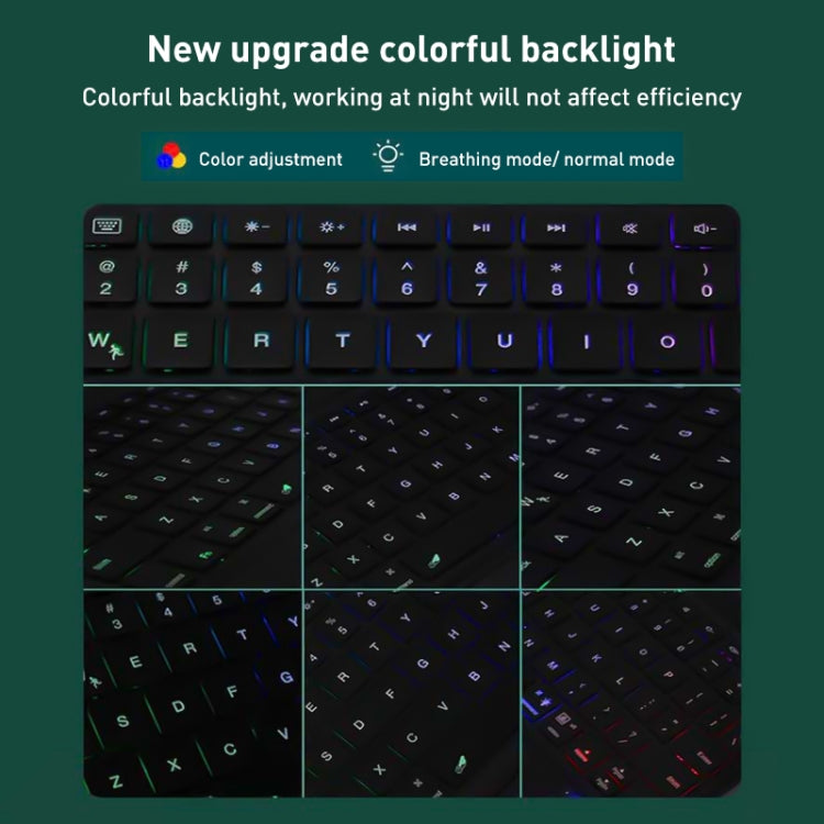 For iPad 10th Gen 10.9 2022 Integrated Bluetooth Keyboard Leather Case with Backlight & Touchpad(Black) by buy2fix