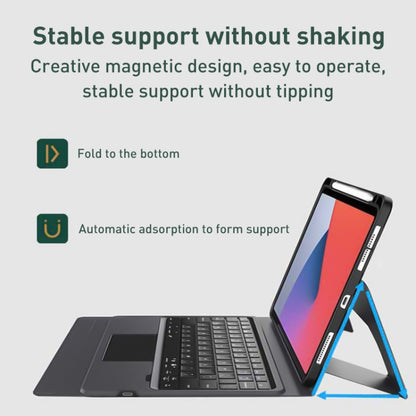 For iPad 10th Gen 10.9 2022 Integrated Bluetooth Keyboard Leather Case with Backlight & Touchpad(Black) by buy2fix