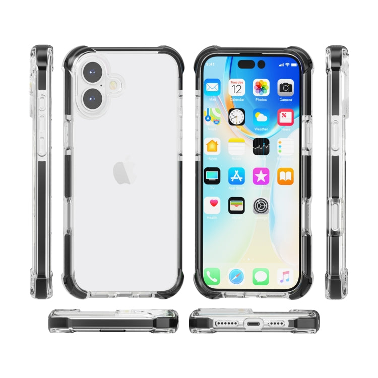 For iPhone 16 Plus Four-corner Shockproof TPU + Acrylic Phone Case(Black + Transparent) - iPhone 16 Plus Cases by buy2fix | Online Shopping UK | buy2fix