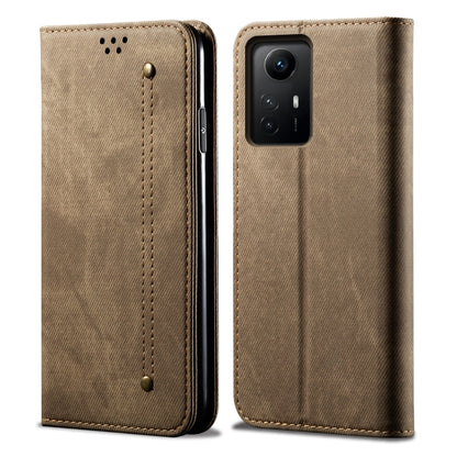 For Xiaomi Redmi Note 12S Denim Texture Flip Leather Phone Case(Khaki) - Xiaomi Cases by buy2fix | Online Shopping UK | buy2fix