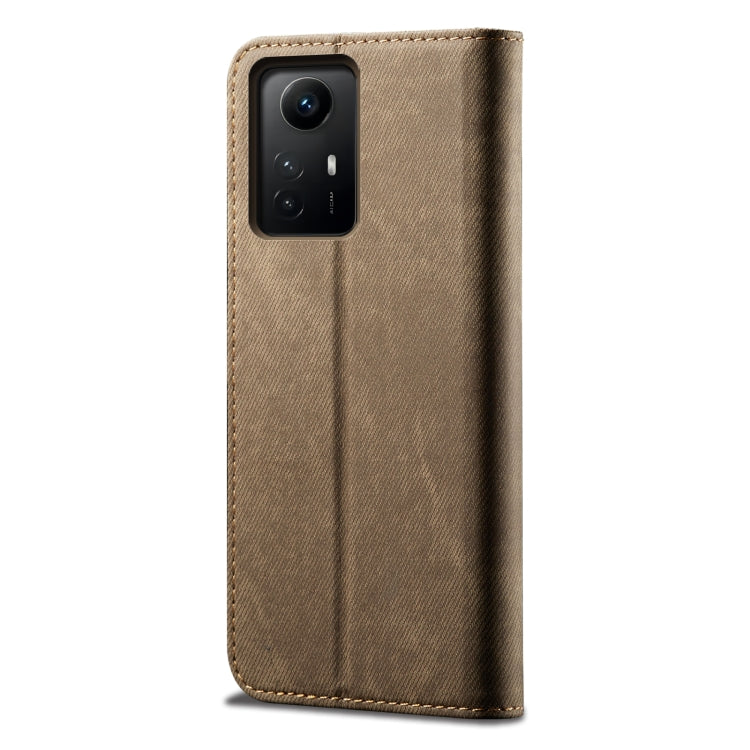 For Xiaomi Redmi Note 12S Denim Texture Flip Leather Phone Case(Khaki) - Xiaomi Cases by buy2fix | Online Shopping UK | buy2fix