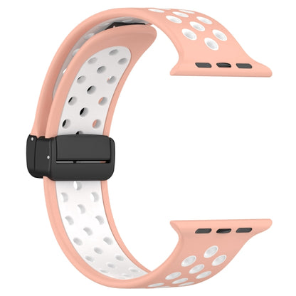 For Apple Watch 8 41mm Magnetic Buckle Silicone Watch Band(Pink White) - Watch Bands by buy2fix | Online Shopping UK | buy2fix