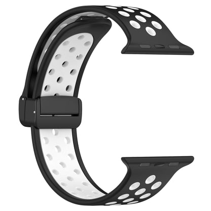 For Apple Watch 8 45mm Magnetic Buckle Silicone Watch Band(Black White) by buy2fix