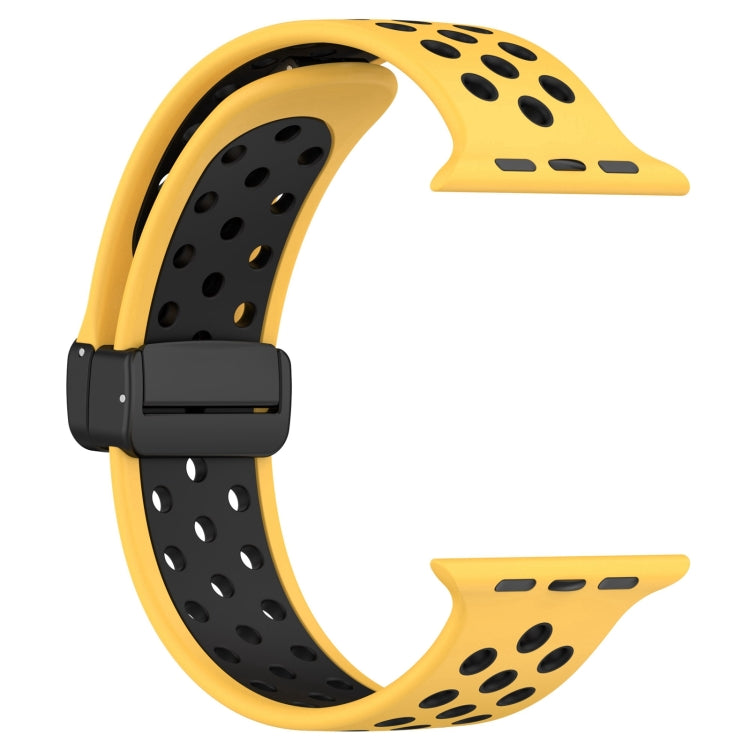 For Apple Watch SE 40mm Magnetic Buckle Silicone Watch Band(Yellow Black) by buy2fix