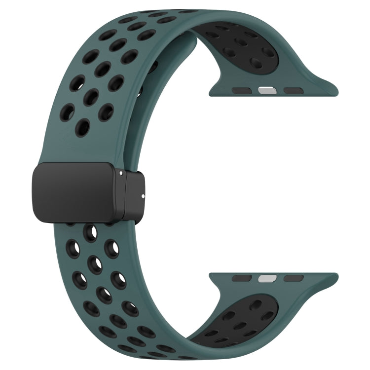 For Apple Watch 5 40mm Magnetic Buckle Silicone Watch Band(Olive Black) by buy2fix