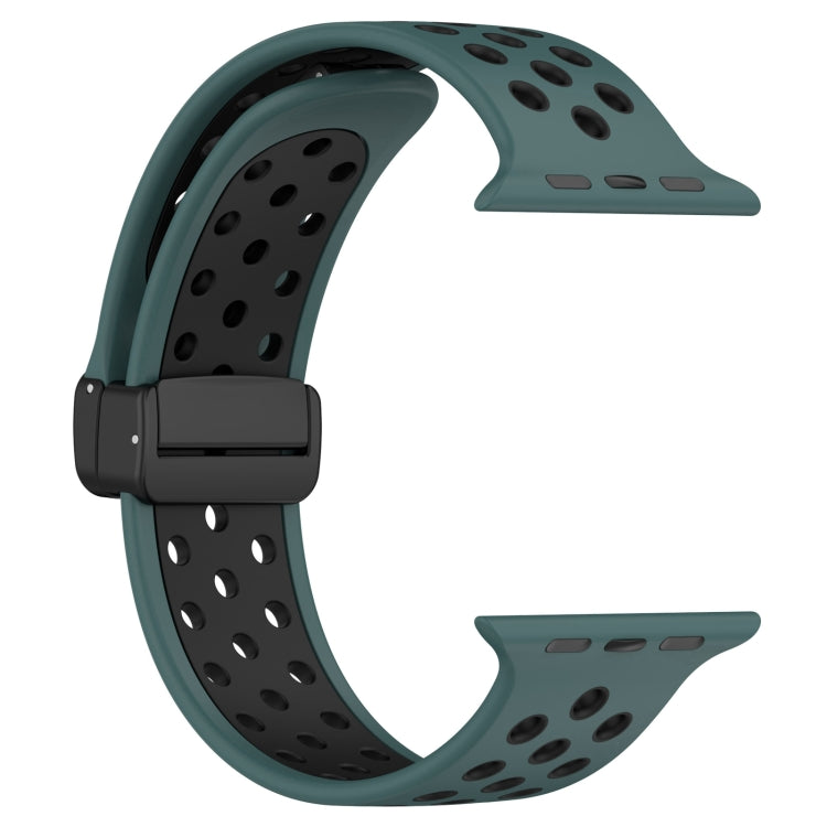 For Apple Watch 5 40mm Magnetic Buckle Silicone Watch Band(Olive Black) by buy2fix