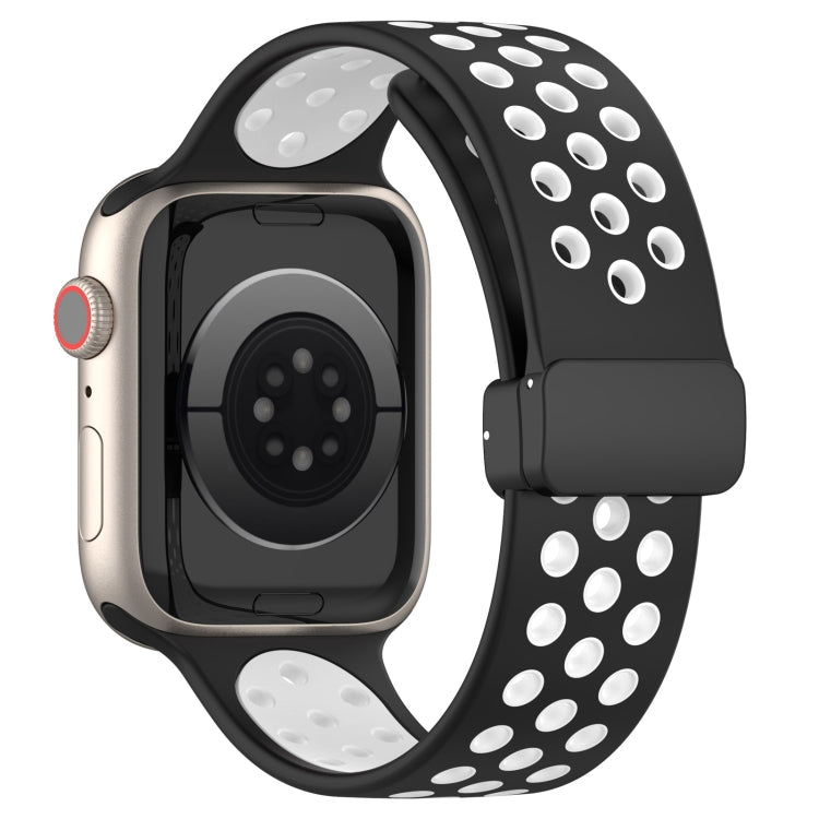 For Apple Watch 5 40mm Magnetic Buckle Silicone Watch Band(Black White) by buy2fix
