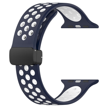 For Apple Watch 3 42mm Magnetic Buckle Silicone Watch Band(Navy White) by buy2fix