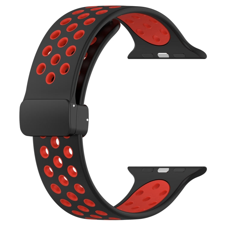 For Apple Watch 2 38mm Magnetic Buckle Silicone Watch Band(Black Red) by buy2fix