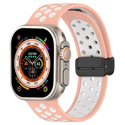 For Apple Watch SE 2023 40mm Magnetic Buckle Silicone Watch Band(Pink White) - Watch Bands by buy2fix | Online Shopping UK | buy2fix