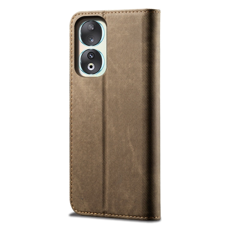 For Honor 90 Denim Texture Flip Leather Phone Case(Khaki) - Honor Cases by buy2fix | Online Shopping UK | buy2fix