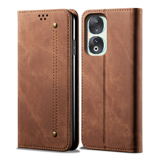 For Honor 90 Denim Texture Flip Leather Phone Case(Brown) - Honor Cases by buy2fix | Online Shopping UK | buy2fix