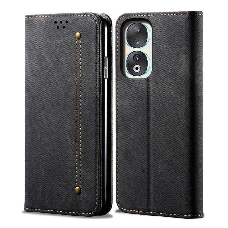 For Honor 90 Denim Texture Flip Leather Phone Case(Black) - Honor Cases by buy2fix | Online Shopping UK | buy2fix