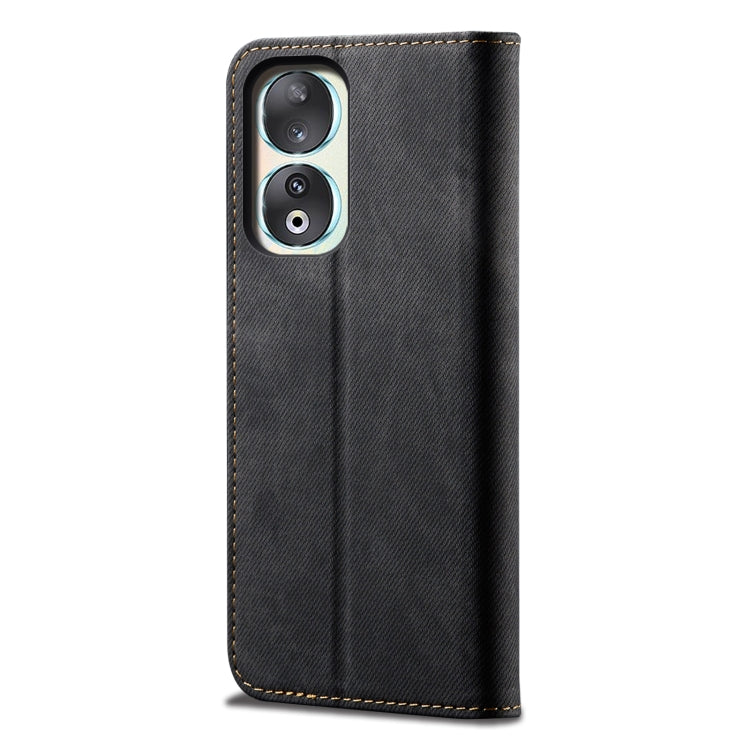 For Honor 90 Denim Texture Flip Leather Phone Case(Black) - Honor Cases by buy2fix | Online Shopping UK | buy2fix