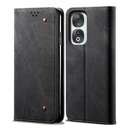 For Honor 90 Pro Denim Texture Flip Leather Phone Case(Black) - Honor Cases by buy2fix | Online Shopping UK | buy2fix