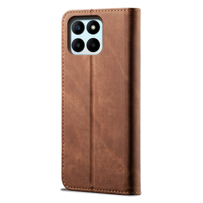 For Honor X6A Denim Texture Flip Leather Phone Case(Brown) - Honor Cases by buy2fix | Online Shopping UK | buy2fix