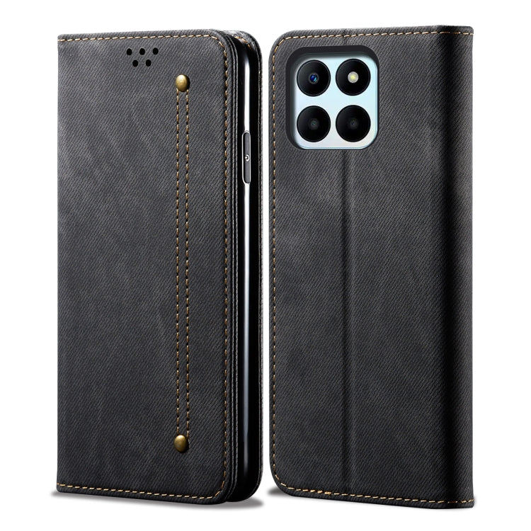 For Honor X6A Denim Texture Flip Leather Phone Case(Black) - Honor Cases by buy2fix | Online Shopping UK | buy2fix