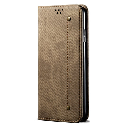 For Honor 100 Denim Texture Flip Leather Phone Case(Khaki) - Honor Cases by buy2fix | Online Shopping UK | buy2fix