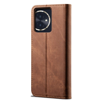 For Honor 100 Denim Texture Flip Leather Phone Case(Brown) - Honor Cases by buy2fix | Online Shopping UK | buy2fix