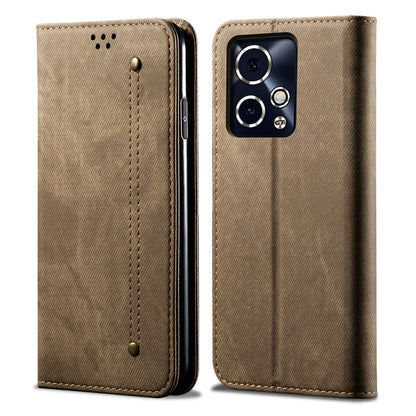 For Honor 90 GT Denim Texture Flip Leather Phone Case(Khaki) - Honor Cases by buy2fix | Online Shopping UK | buy2fix