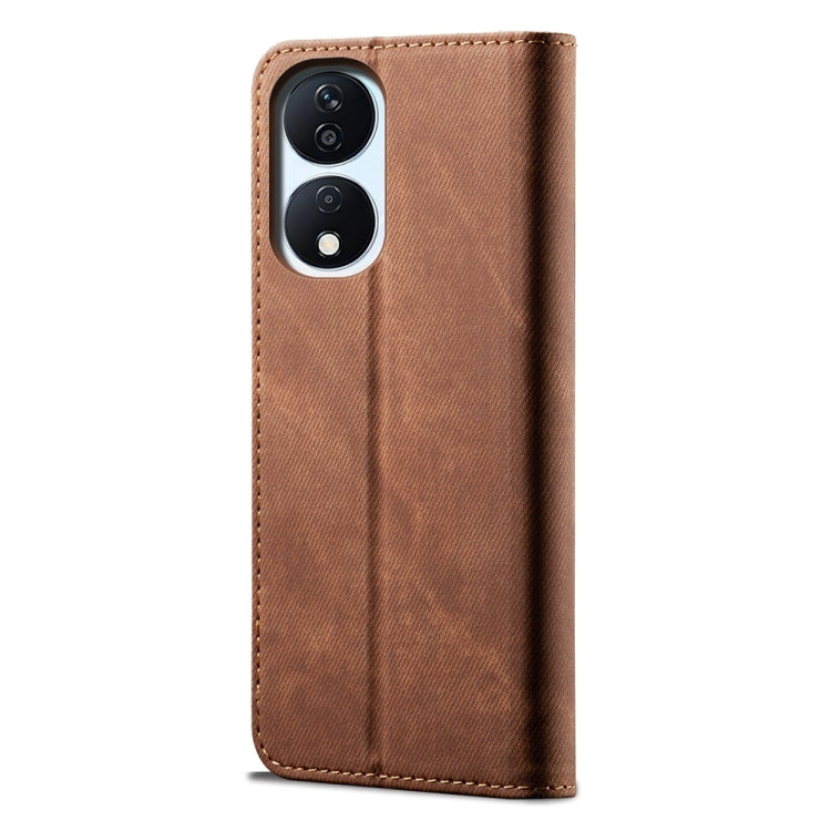 For Honor Play 8T 5G / X7b Denim Texture Flip Leather Phone Case(Brown) - Honor Cases by buy2fix | Online Shopping UK | buy2fix