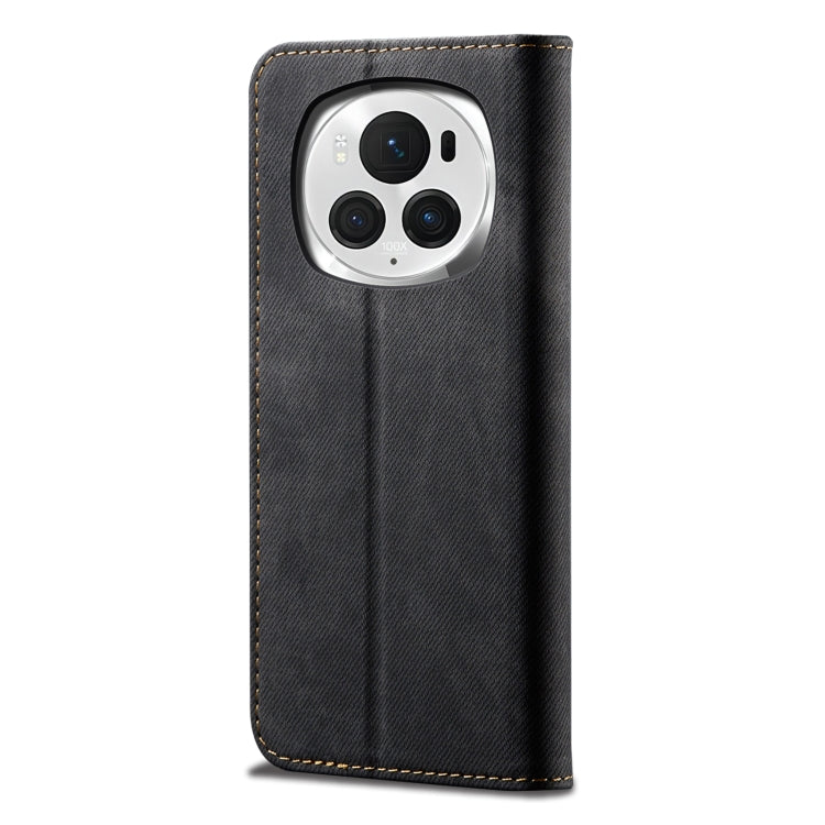 For Honor Magic6 Denim Texture Flip Leather Phone Case(Black) - Honor Cases by buy2fix | Online Shopping UK | buy2fix