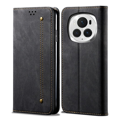 For Honor Magic6 Pro Denim Texture Flip Leather Phone Case(Black) - Honor Cases by buy2fix | Online Shopping UK | buy2fix