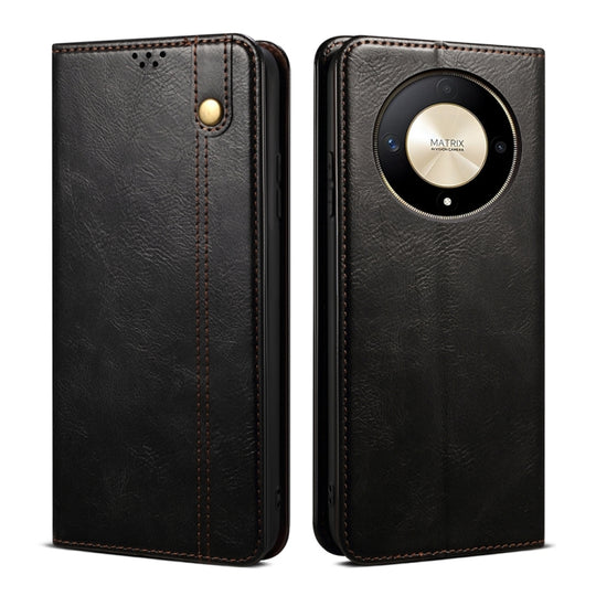 For Honor Magic6 Lite / X9b 5G Oil Wax Crazy Horse Texture Leather Phone Case(Black)