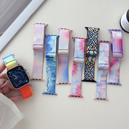 For Apple Watch Ultra 2 49mm Painted Pattern Nylon Replacement Watch Band(Ladder Purple Blue) - Watch Bands by buy2fix | Online Shopping UK | buy2fix