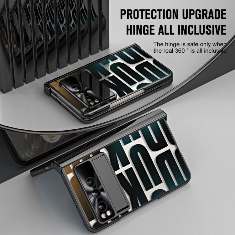 For Google Pixel Fold Integrated Electroplating Folding Phone Case with Hinge(Black) by buy2fix