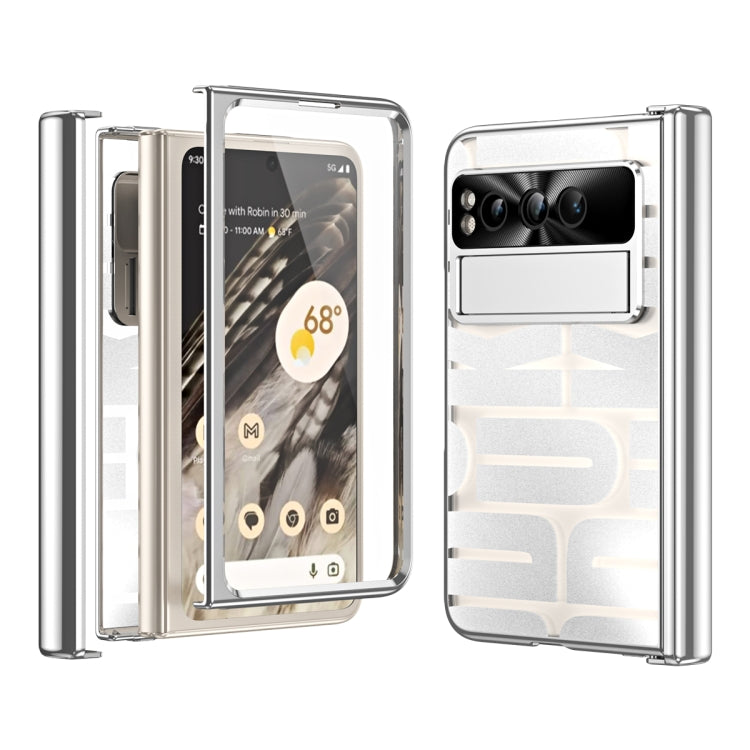 For Google Pixel Fold Integrated Electroplating Folding Phone Case with Hinge(Silver) - Google Cases by buy2fix | Online Shopping UK | buy2fix