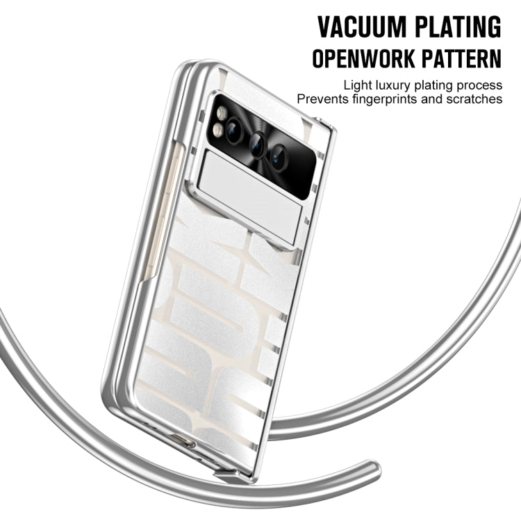 For Google Pixel Fold Integrated Electroplating Folding Phone Case with Hinge(Silver) - Google Cases by buy2fix | Online Shopping UK | buy2fix