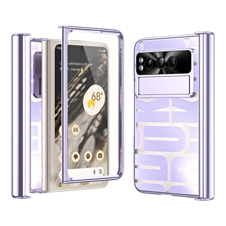 For Google Pixel Fold Integrated Electroplating Folding Phone Case with Hinge(Purple) - Google Cases by buy2fix | Online Shopping UK | buy2fix