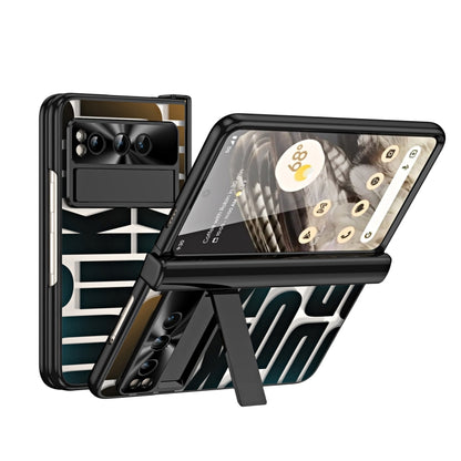 For Google Pixel Fold Integrated Electroplating Folding Phone Case with Pen Slot & Hinge(Black) by buy2fix