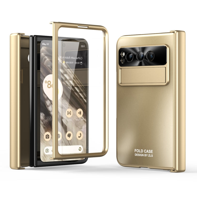 For Google Pixel Fold Integrated Electroplating Folding All-inclusive Phone Case with Hinge(Gold) by buy2fix