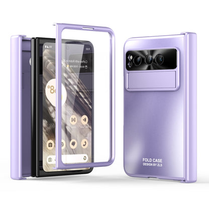 For Google Pixel Fold Integrated Electroplating Folding All-inclusive Phone Case with Hinge(Purple) - Google Cases by buy2fix | Online Shopping UK | buy2fix