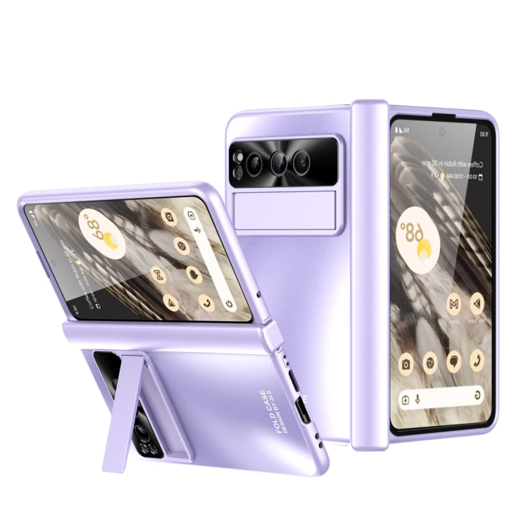For Google Pixel Fold Integrated Electroplating Folding All-inclusive Phone Case with Pen Slot & Hinge(Purple) by buy2fix