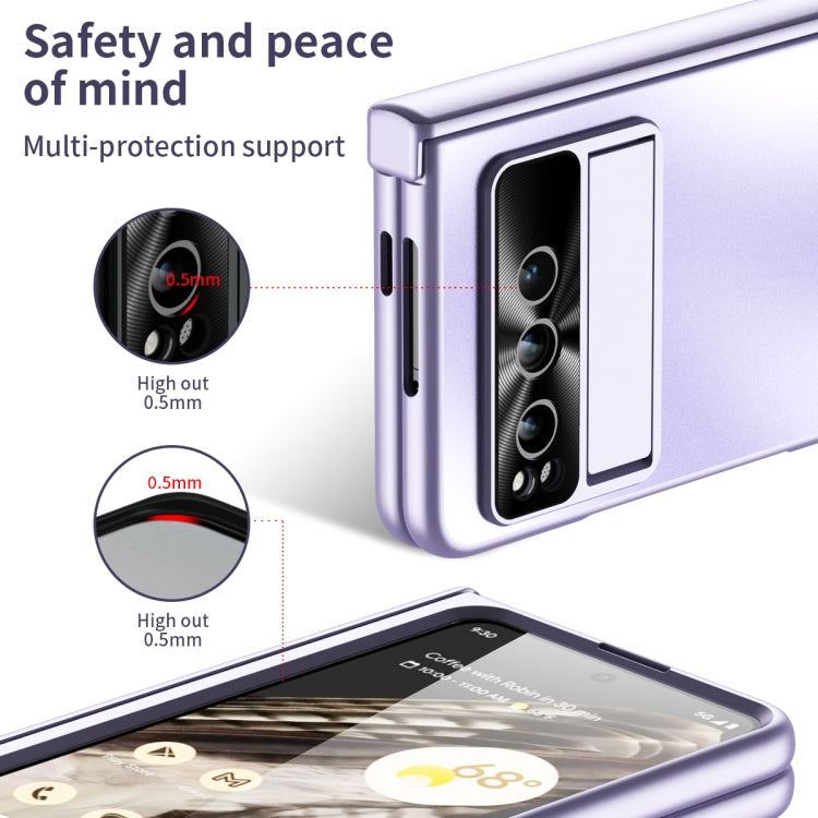 For Google Pixel Fold Integrated Electroplating Folding All-inclusive Phone Case with Pen Slot & Hinge(Purple) by buy2fix