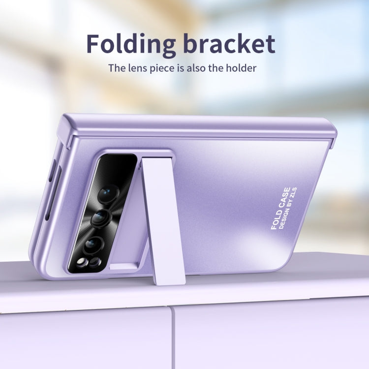 For Google Pixel Fold Integrated Electroplating Folding All-inclusive Phone Case with Pen Slot & Hinge(Purple) by buy2fix