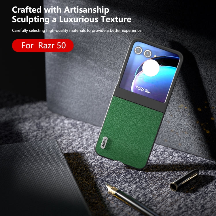 For Motorola Razr 50 ABEEL Black Edge Genuine Mino Phone Case(Green) by buy2fix