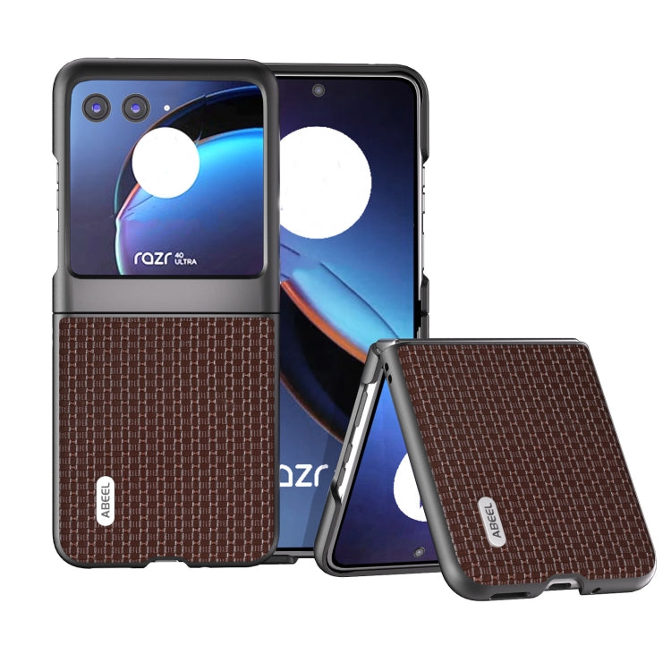 For Motorola Razr 40 Ultra Genuine Luxury ABEEL Black Edge Phone Case(Coffee) by buy2fix